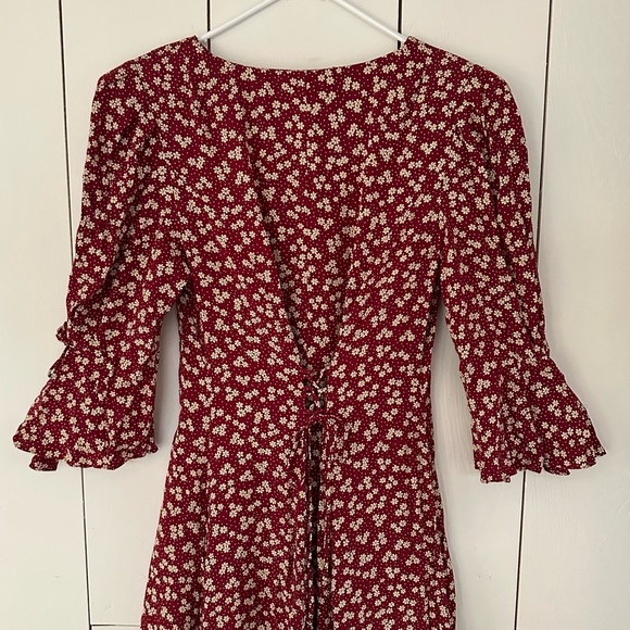 VTG Lanz Originals Dainty Floral Corset Maxi Dress Sz 12 Burgundy Cream - Picture 11 of 14